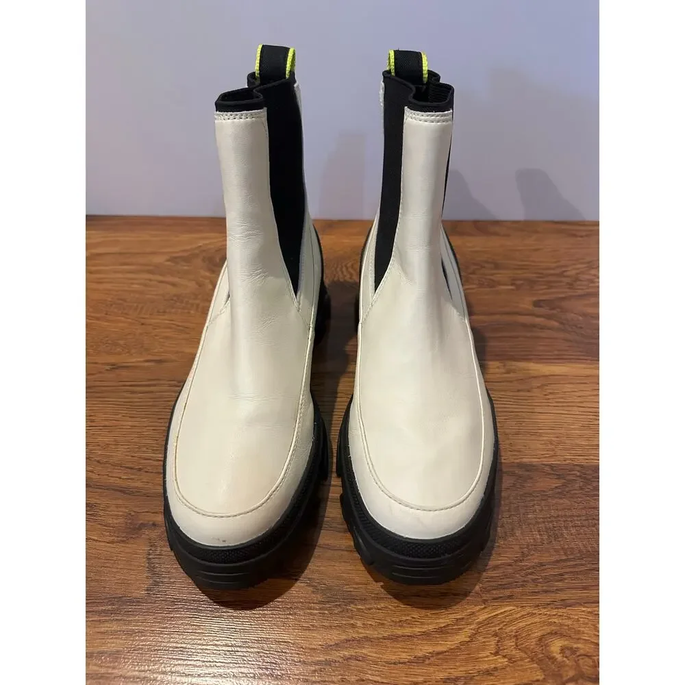 Sorel Brex Leather Chelsea Boots Chalk Black Women’s 9.5 Waterproof Modern Style